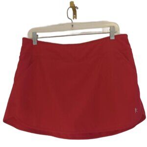 Danskin Now Athletic Skort Size Medium 8-10 Red Semi Fitted 32" Pockets